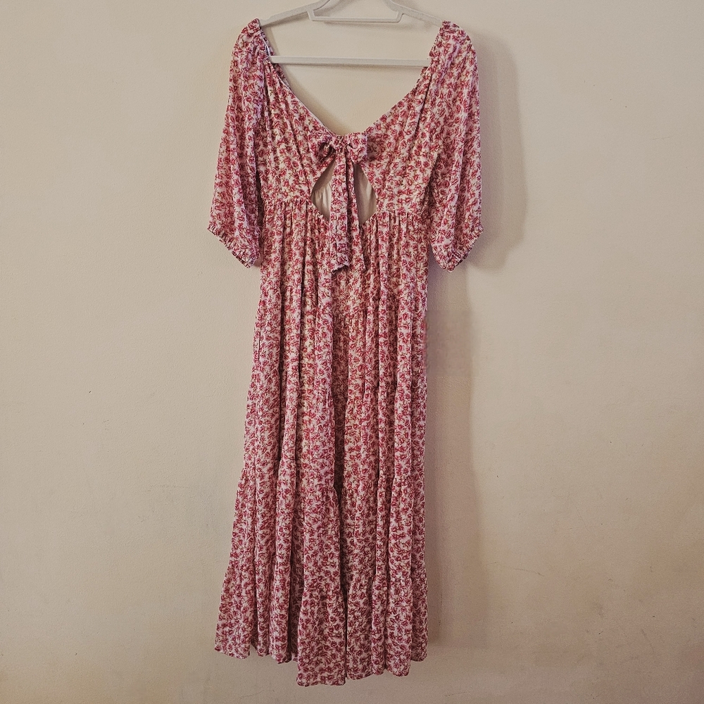Code X Mode Pink Floral Dress With Tie In The Back Size S